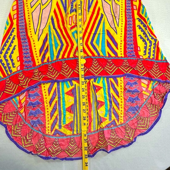 Flying Tomato • Flounce Strapless Dress Size Large Tribal High Low Colorful Cute - Picture 8 of 10